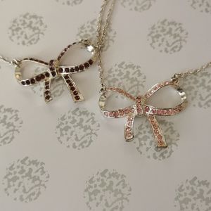 Purple or pink bow necklace